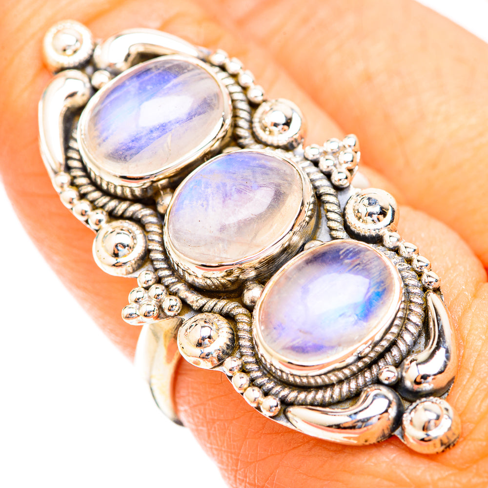 Rainbow Moonstone Rings handcrafted by Ana Silver Co - RING119170