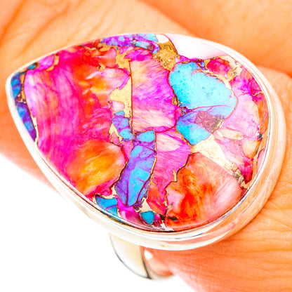 Kingman Pink Dahlia Turquoise Rings handcrafted by Ana Silver Co - RING119172