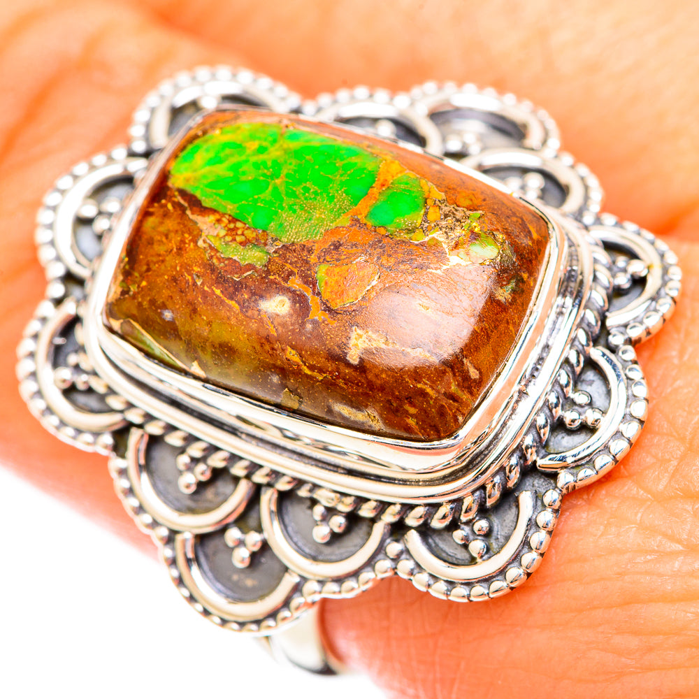 Green Copper Composite Turquoise Rings handcrafted by Ana Silver Co - RING119184