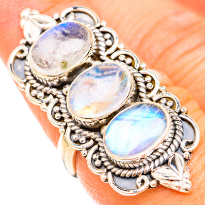 Rainbow Moonstone Rings handcrafted by Ana Silver Co - RING119191