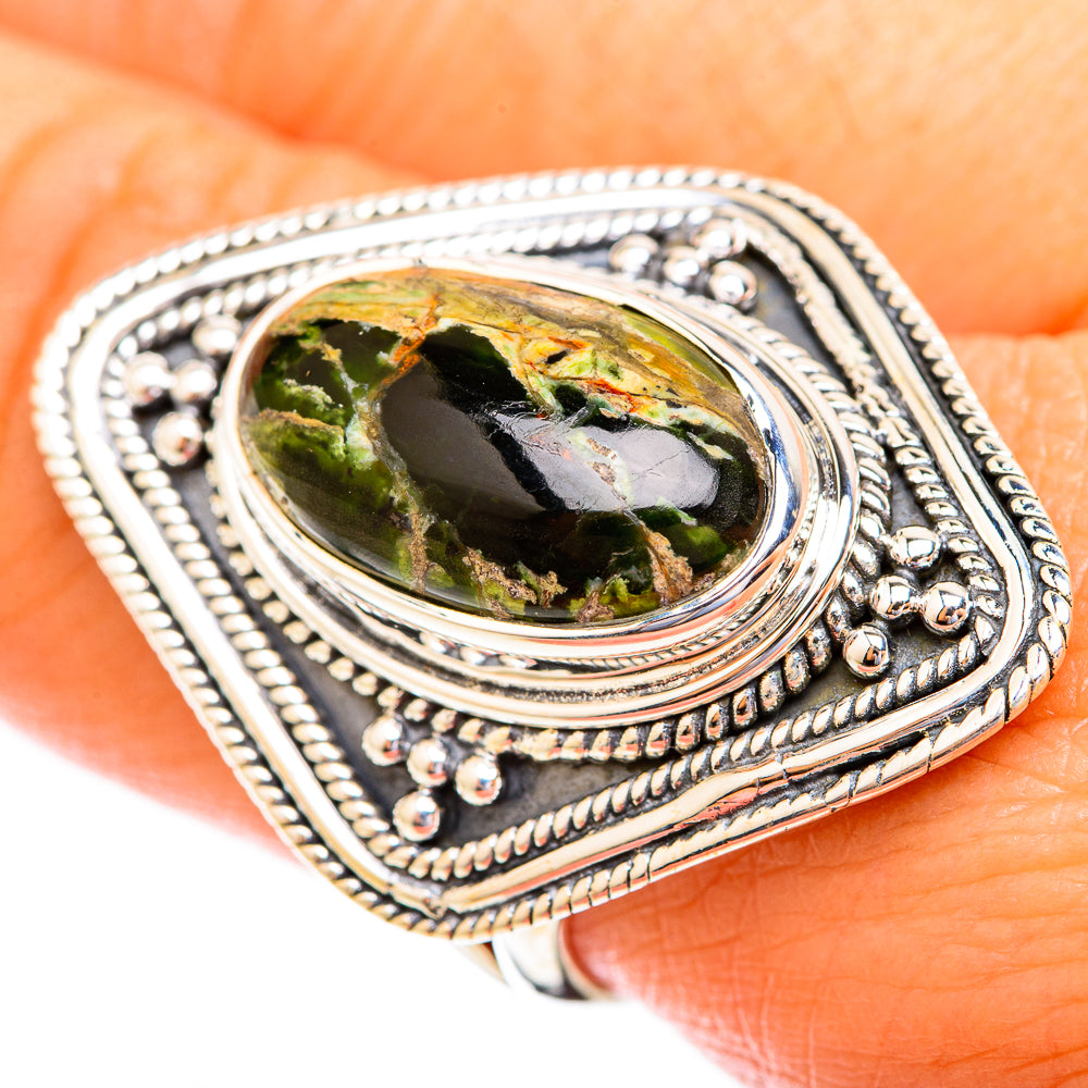 Australian green opal Rings handcrafted by Ana Silver Co - RING119198