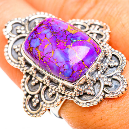 Purple Copper Composite Turquoise Rings handcrafted by Ana Silver Co - RING119202