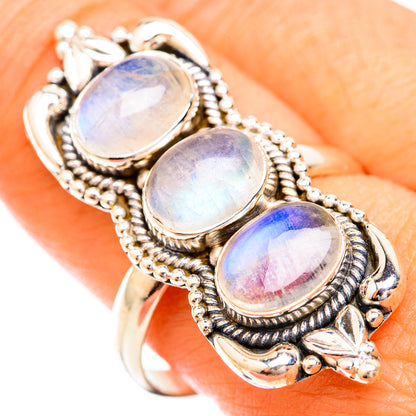Rainbow Moonstone Rings handcrafted by Ana Silver Co - RING119205
