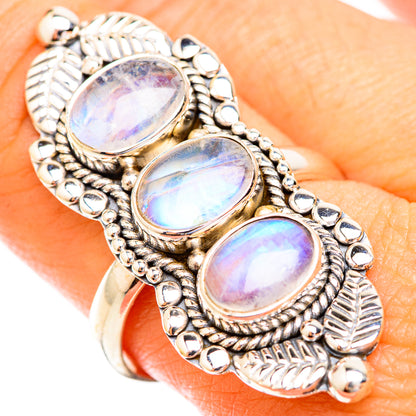 Rainbow Moonstone Rings handcrafted by Ana Silver Co - RING119206