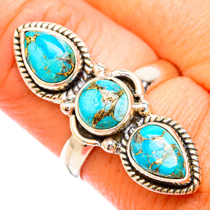 Blue Copper Composite Turquoise Rings handcrafted by Ana Silver Co - RING119213