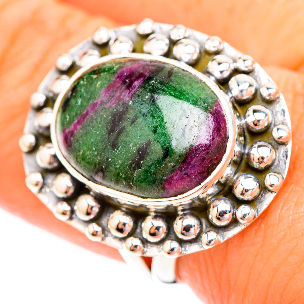 Ruby Zoisite Rings handcrafted by Ana Silver Co - RING119219