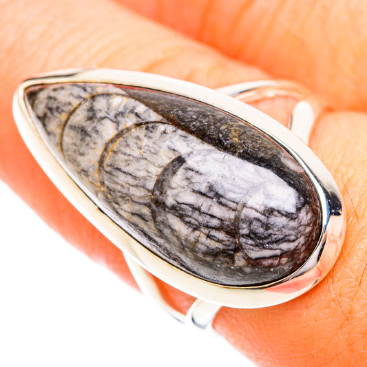 Orthoceras Fossil Rings handcrafted by Ana Silver Co - RING119229