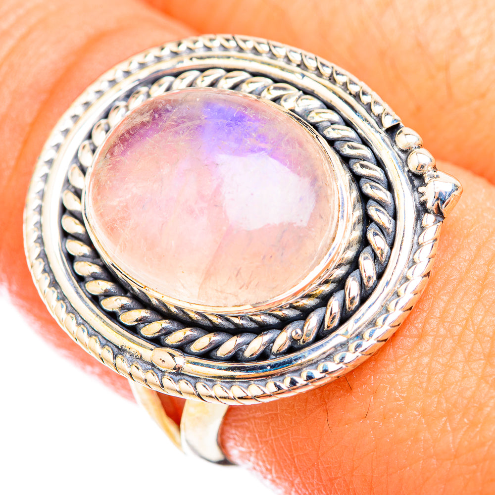 Rainbow Moonstone Rings handcrafted by Ana Silver Co - RING119232