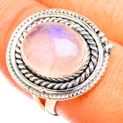 Rainbow Moonstone Rings handcrafted by Ana Silver Co - RING119232