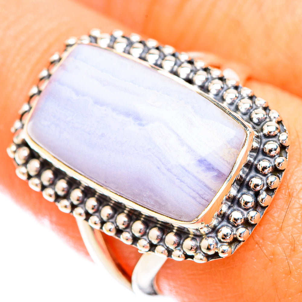 Blue Lace Agate Rings handcrafted by Ana Silver Co - RING119233