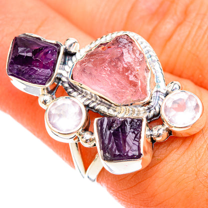 Rose Quartz, Amethyst Rings handcrafted by Ana Silver Co - RING119235