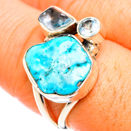 Turquoise, Blue Topaz Rings handcrafted by Ana Silver Co - RING119240