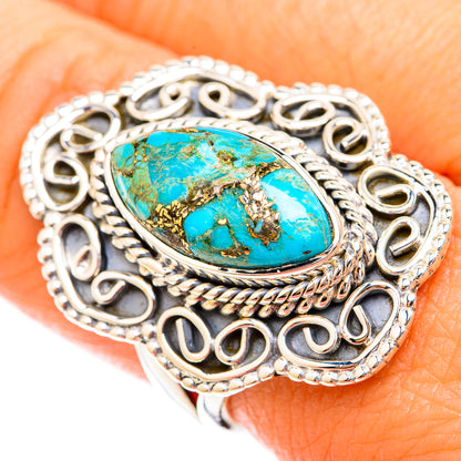 Blue Copper Composite Turquoise Rings handcrafted by Ana Silver Co - RING119241