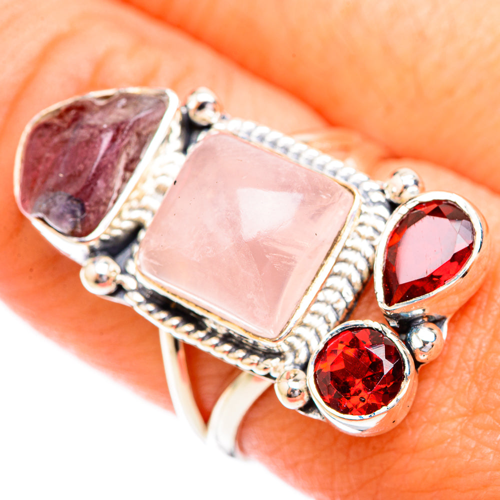 Rose Quartz, Garnet Rings handcrafted by Ana Silver Co - RING119254