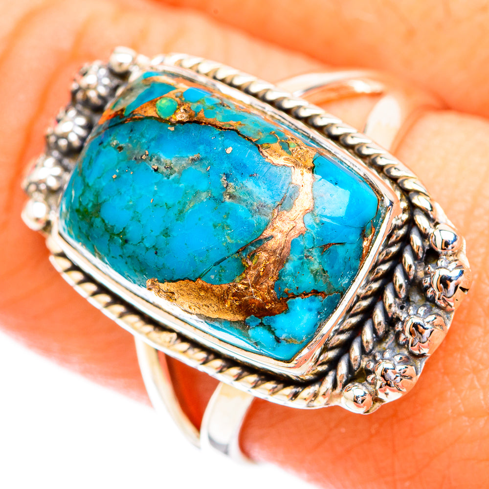 Blue Copper Composite Turquoise Rings handcrafted by Ana Silver Co - RING119269