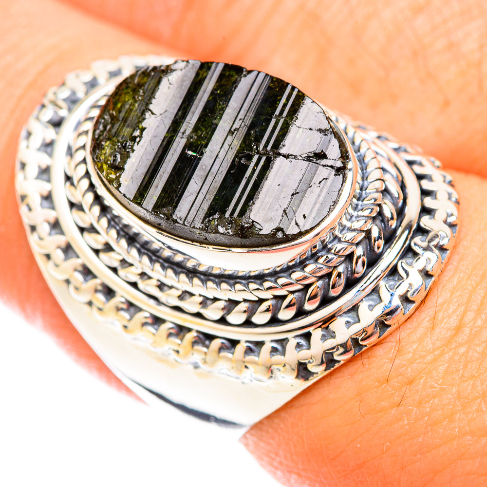 Green Tourmaline Rings handcrafted by Ana Silver Co - RING119275