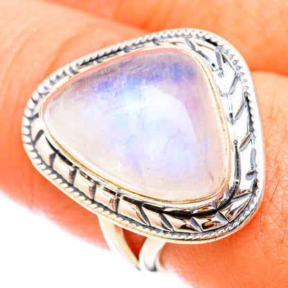 Rainbow Moonstone Rings handcrafted by Ana Silver Co - RING119291