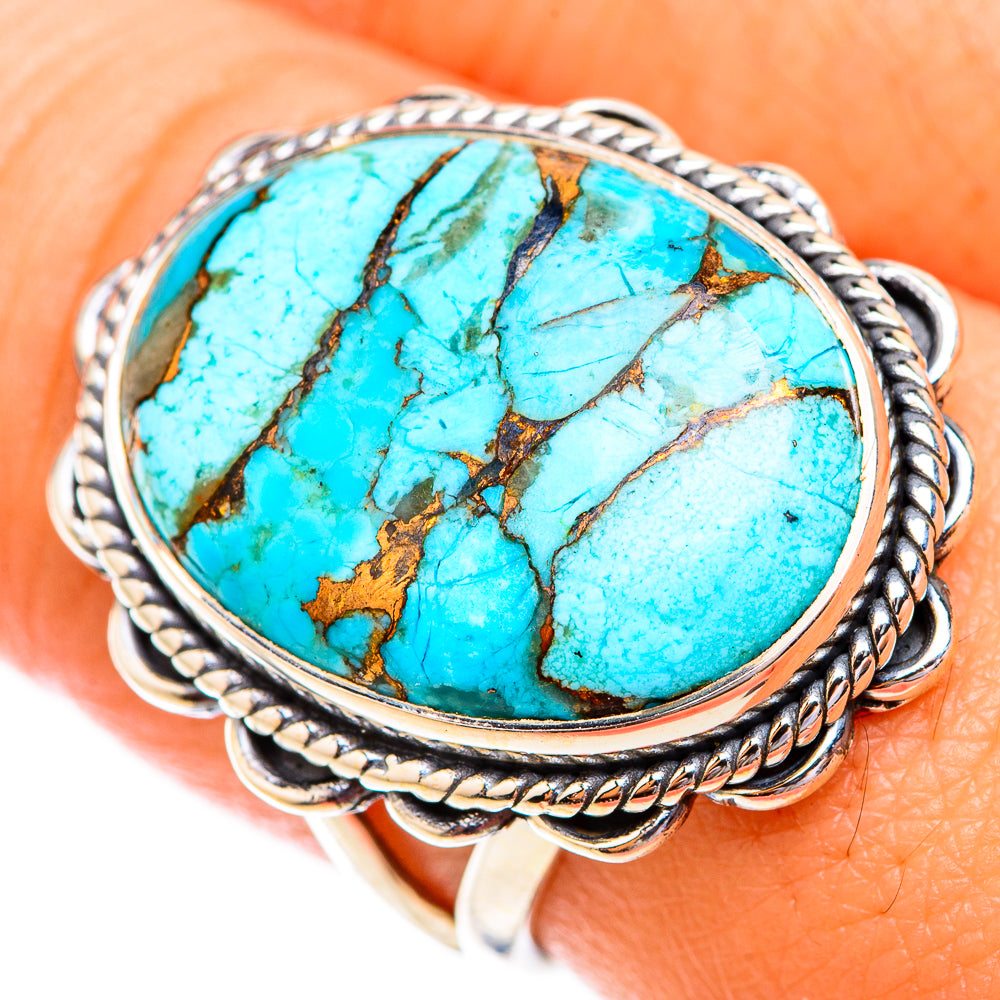 Blue Copper Composite Turquoise Rings handcrafted by Ana Silver Co - RING119296