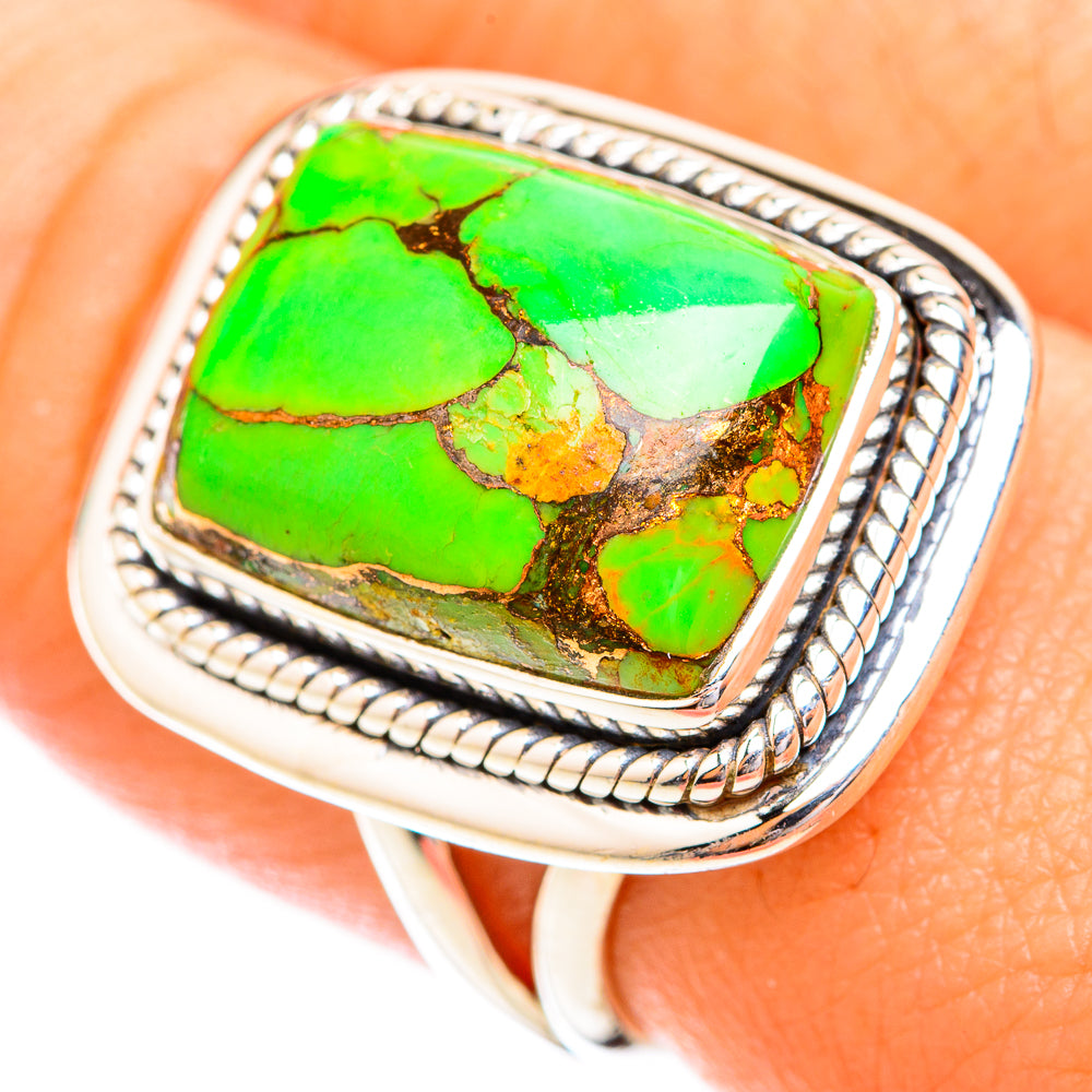 Green Copper Composite Turquoise Rings handcrafted by Ana Silver Co - RING119302