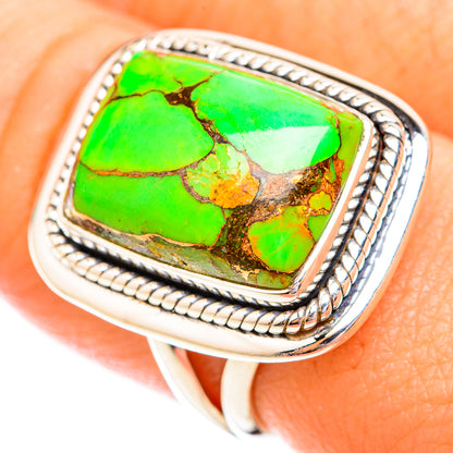 Green Copper Composite Turquoise Rings handcrafted by Ana Silver Co - RING119302