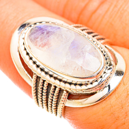 Rainbow Moonstone Rings handcrafted by Ana Silver Co - RING119314