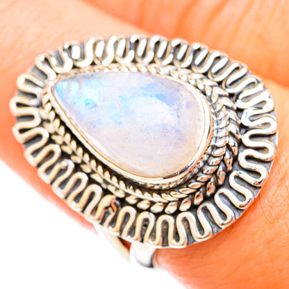 Rainbow Moonstone Rings handcrafted by Ana Silver Co - RING119315
