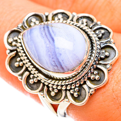 Blue Lace Agate Rings handcrafted by Ana Silver Co - RING119339
