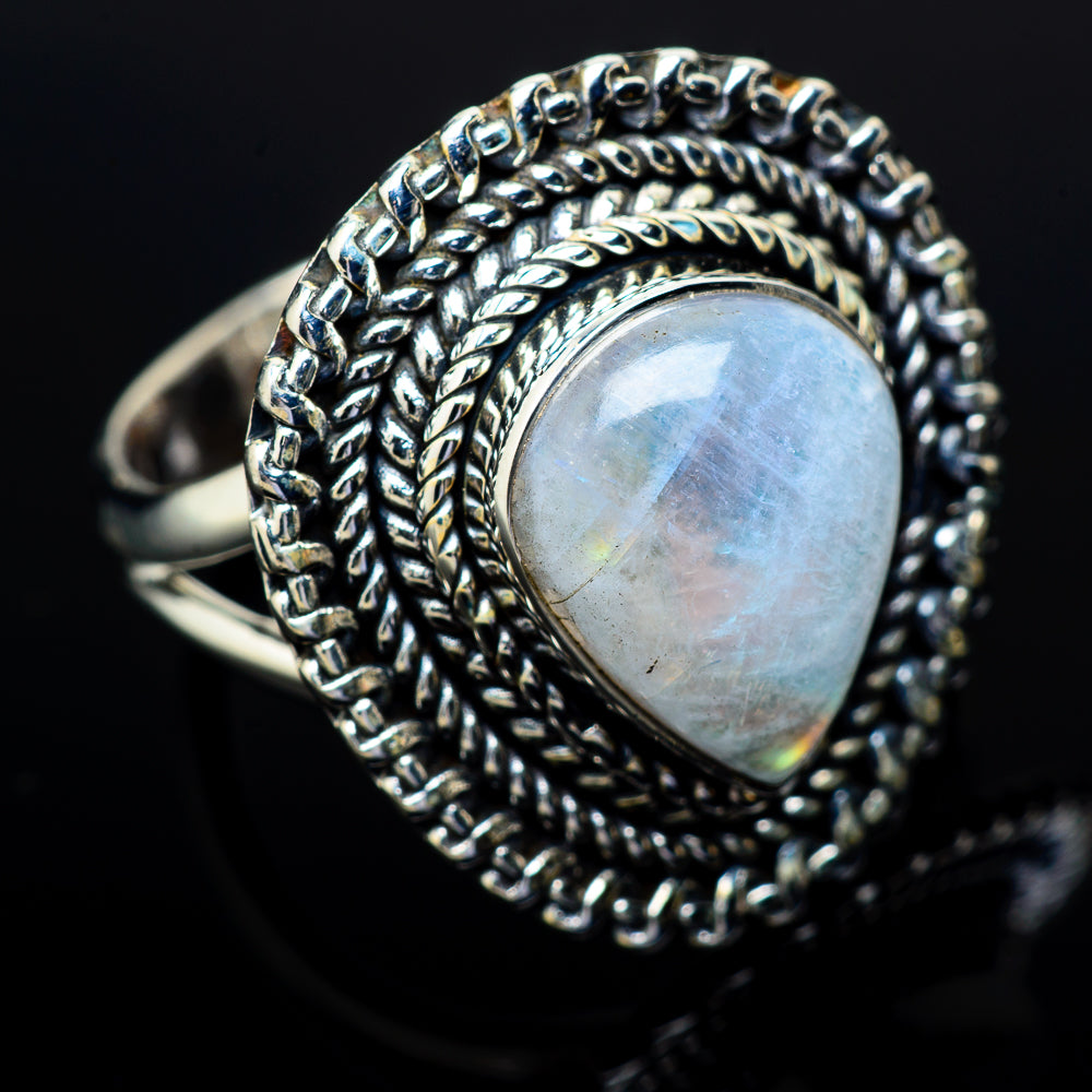 Rainbow Moonstone Rings handcrafted by Ana Silver Co - RING11933