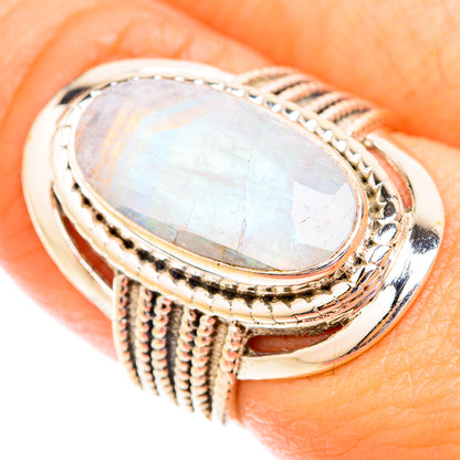 Rainbow Moonstone Rings handcrafted by Ana Silver Co - RING119340