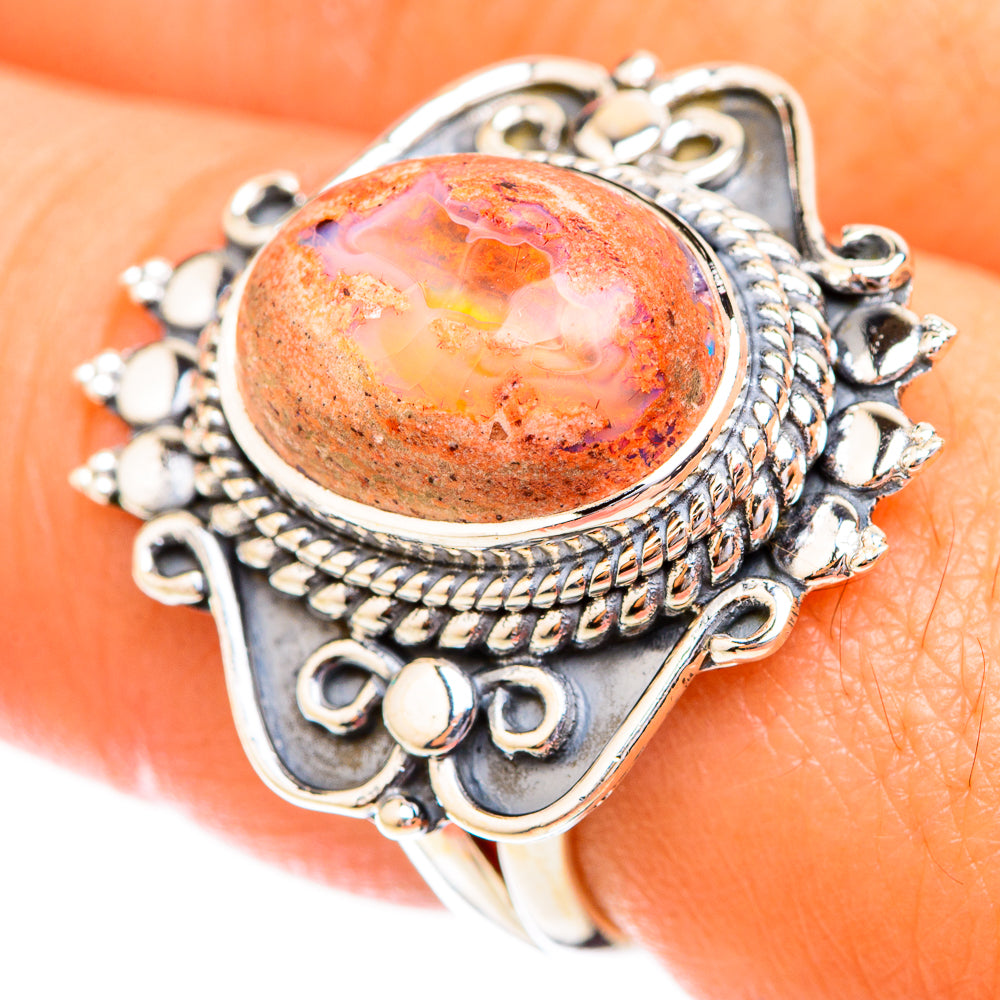 Mexican Fire Opal Rings handcrafted by Ana Silver Co - RING119343