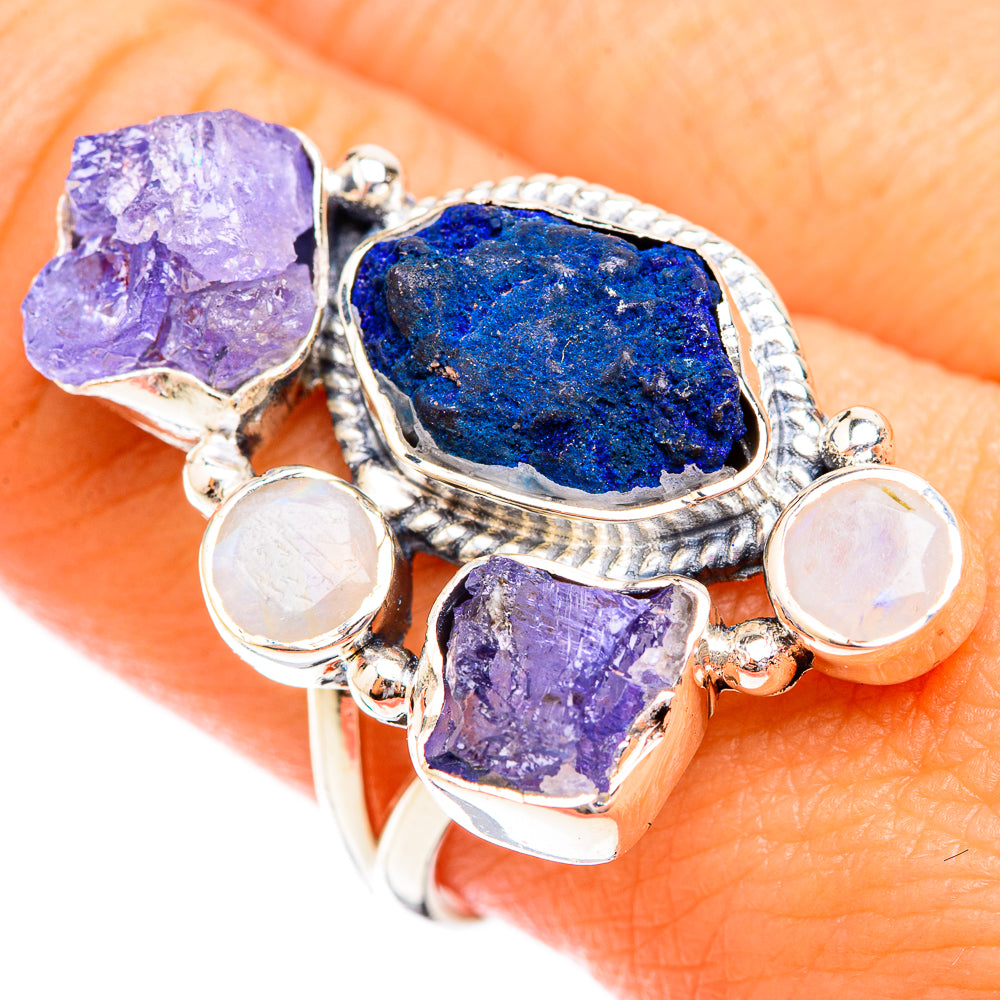 Lapis Lazuli, Tanzanite, Rainbow Moonstone Rings handcrafted by Ana Silver Co - RING119346