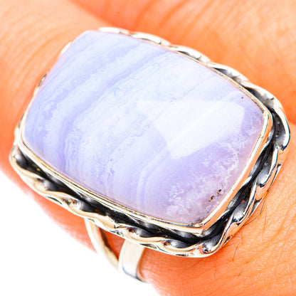 Blue Lace Agate Rings handcrafted by Ana Silver Co - RING119371