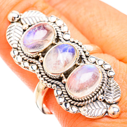 Rainbow Moonstone Rings handcrafted by Ana Silver Co - RING119374
