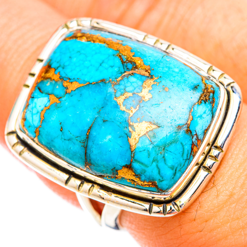 Blue Copper Composite Turquoise Rings handcrafted by Ana Silver Co - RING119383