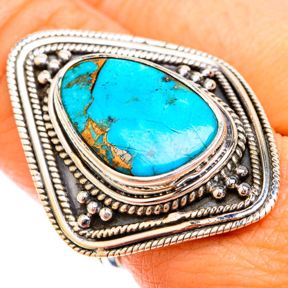 Blue Copper Composite Turquoise Rings handcrafted by Ana Silver Co - RING119389