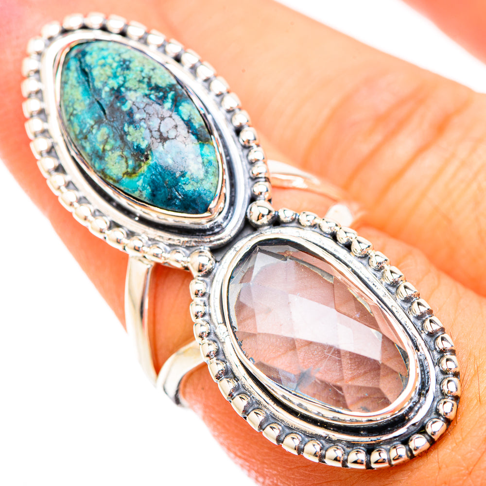 Tibetan Turquoise, Aquamarine Rings handcrafted by Ana Silver Co - RING119392