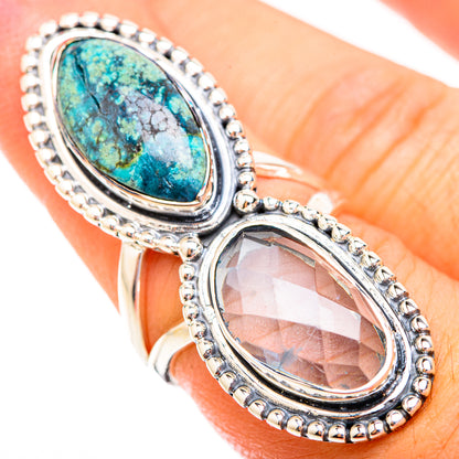 Tibetan Turquoise, Aquamarine Rings handcrafted by Ana Silver Co - RING119392