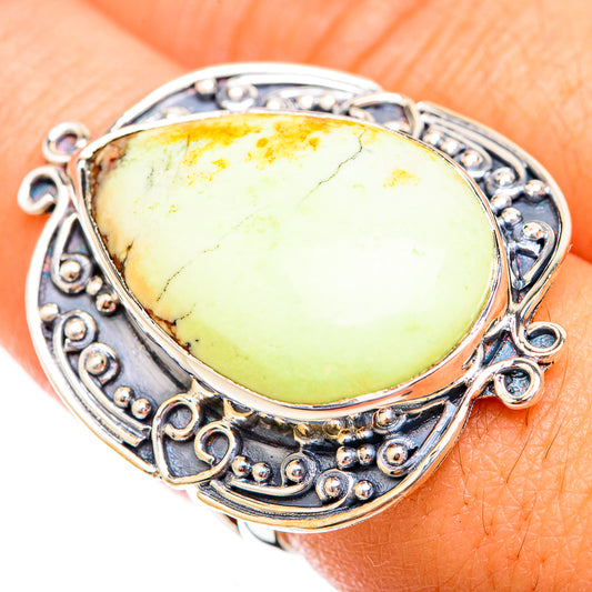 Lemon Chrysoprase Rings handcrafted by Ana Silver Co - RING119393