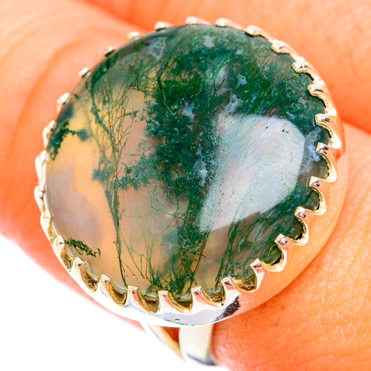Green Moss Agate Rings handcrafted by Ana Silver Co - RING119397