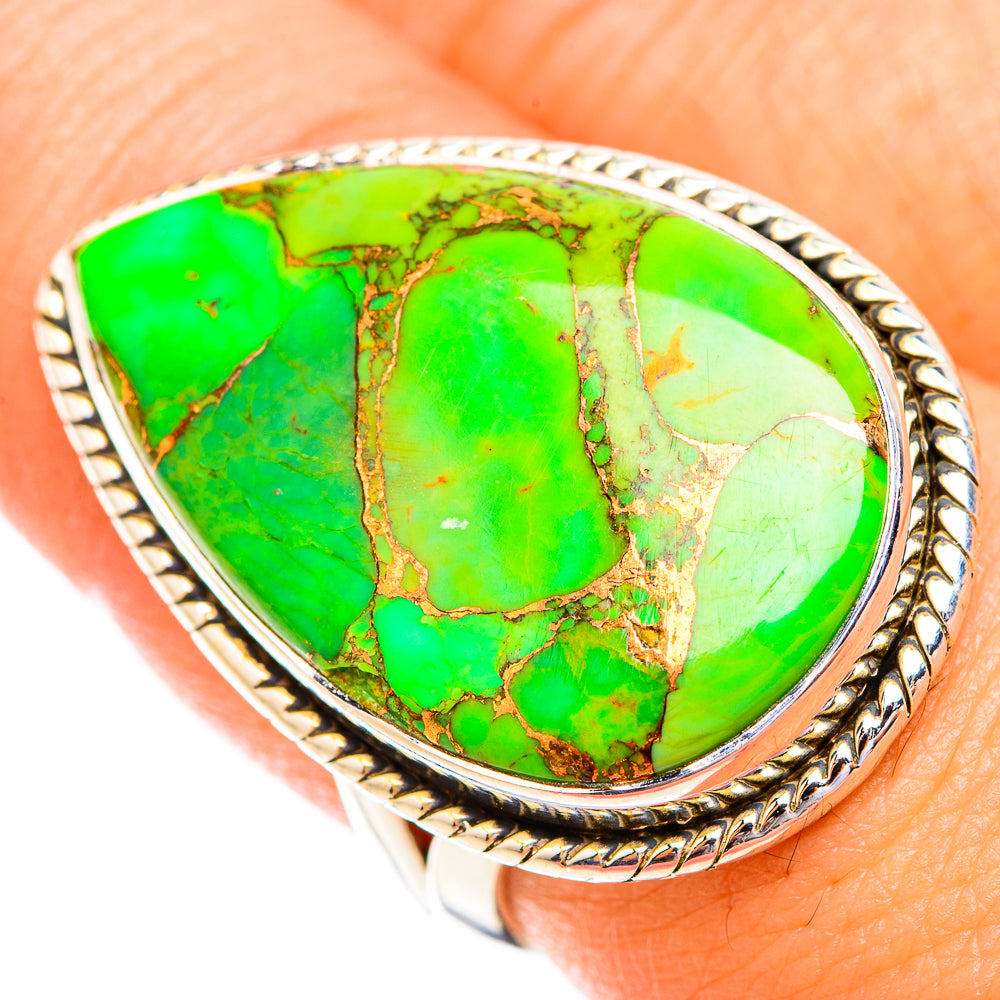 Green Copper Composite Turquoise Rings handcrafted by Ana Silver Co - RING119399