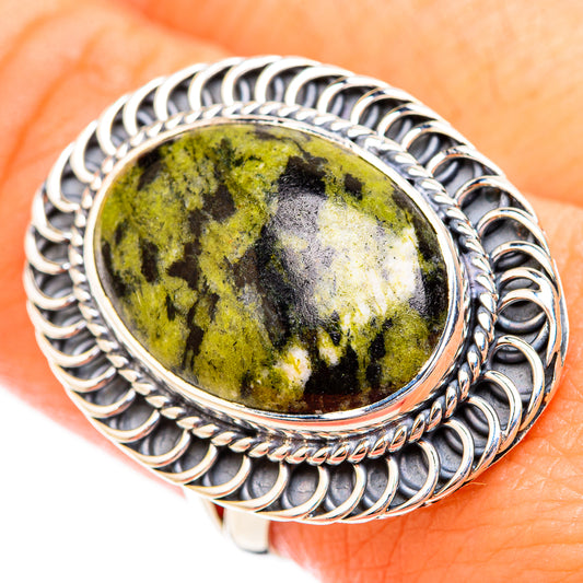Serpentine Stone Rings handcrafted by Ana Silver Co - RING119405