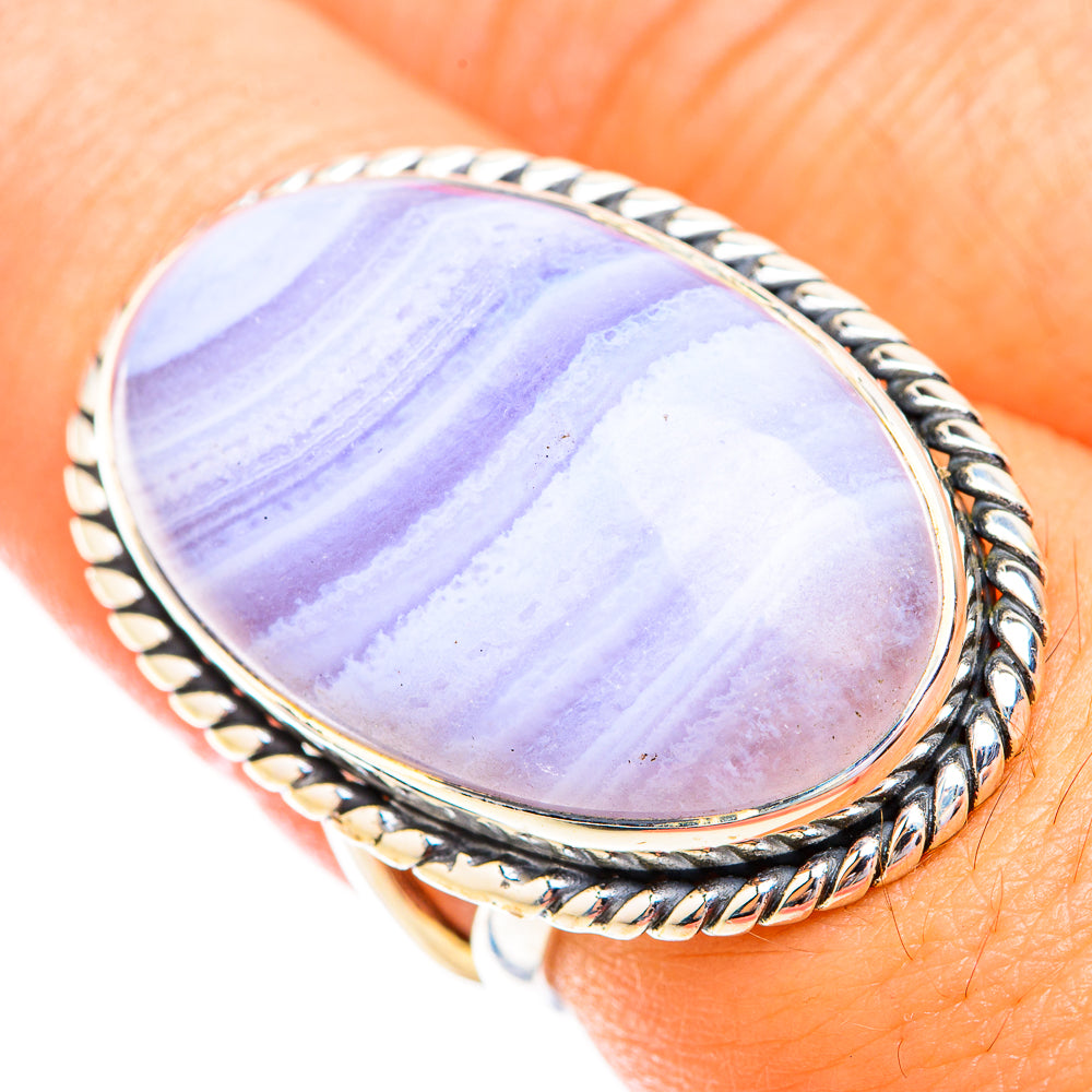 Blue Lace Agate Rings handcrafted by Ana Silver Co - RING119421