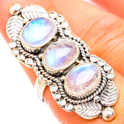 Rainbow Moonstone Rings handcrafted by Ana Silver Co - RING119424