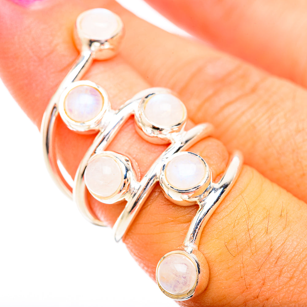 Rainbow Moonstone Rings handcrafted by Ana Silver Co - RING119425