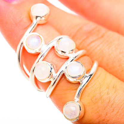 Rainbow Moonstone Rings handcrafted by Ana Silver Co - RING119425