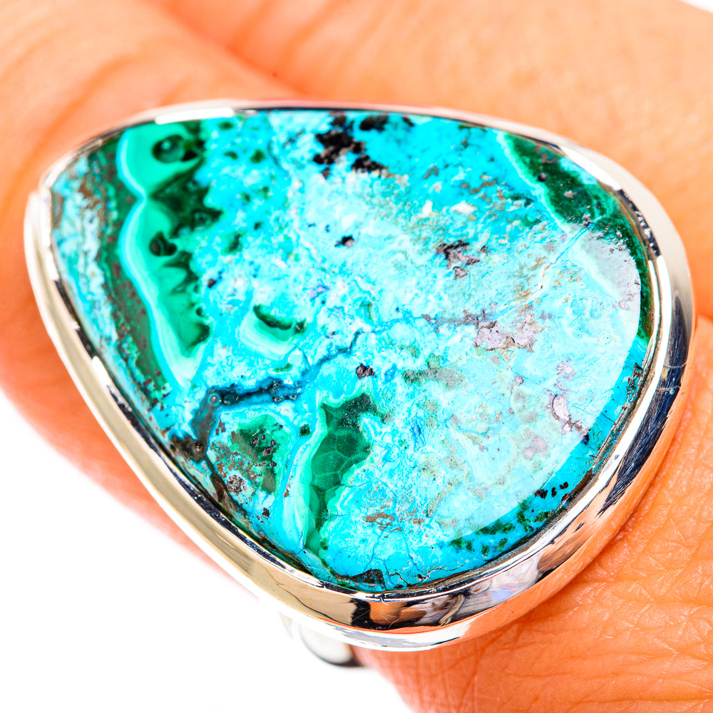Chrysocolla In Malachite Rings handcrafted by Ana Silver Co - RING119429
