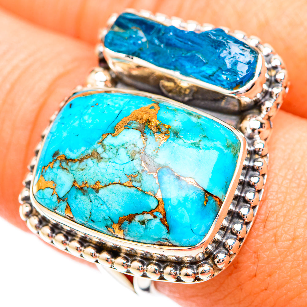Blue Copper Composite Turquoise, Apatite Rings handcrafted by Ana Silver Co - RING119431
