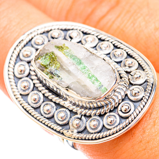 Green Tourmaline In Quartz Rings handcrafted by Ana Silver Co - RING119438