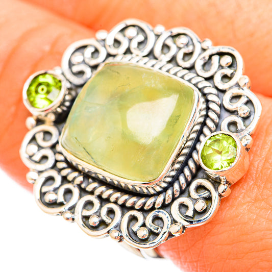 Prehnite, Peridot Rings handcrafted by Ana Silver Co - RING119444
