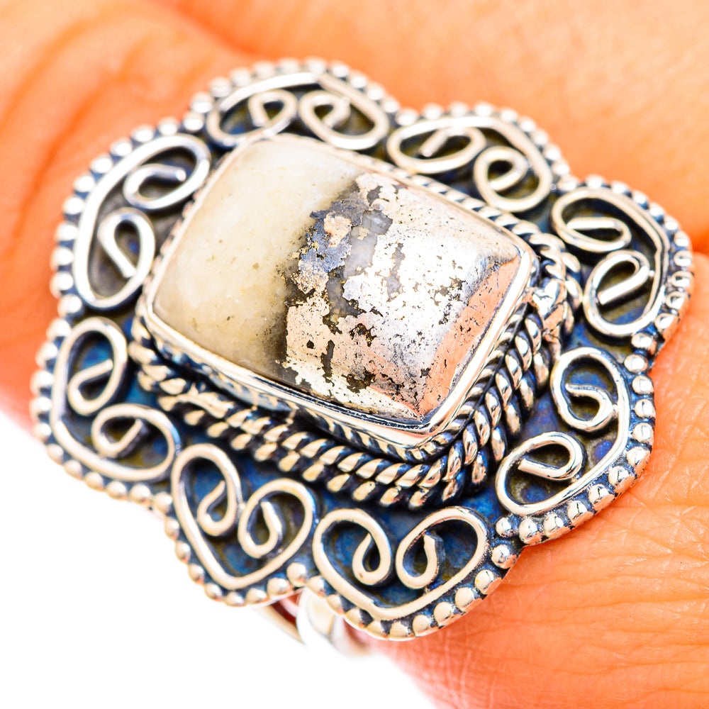 Pyrite Agate Rings handcrafted by Ana Silver Co - RING119457